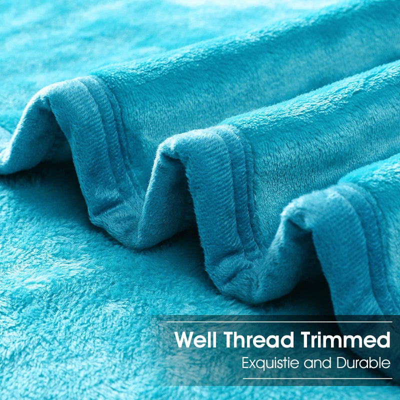 EASELAND Soft King Size Blanket Warm Fuzzy Microplush Lightweight Thermal Fleece Blankets for Couch Bed Sofa,90x108 Inch, Turquoise - Image 5